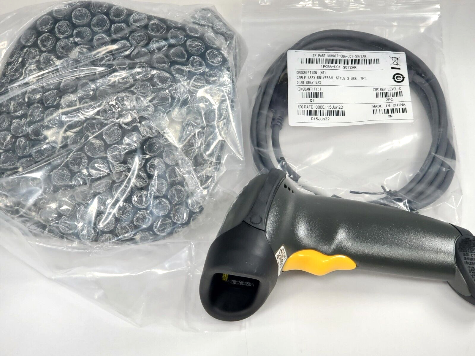 Symbol LS2208-SR20007R Barcode Scanner Set Stand With USB Cable - Gray & Yellow