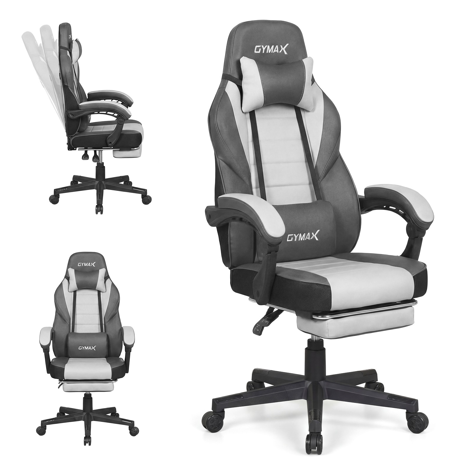 Ergonomic Video Game Chair with Headrest & Reclining Backrest, Lumber Support
