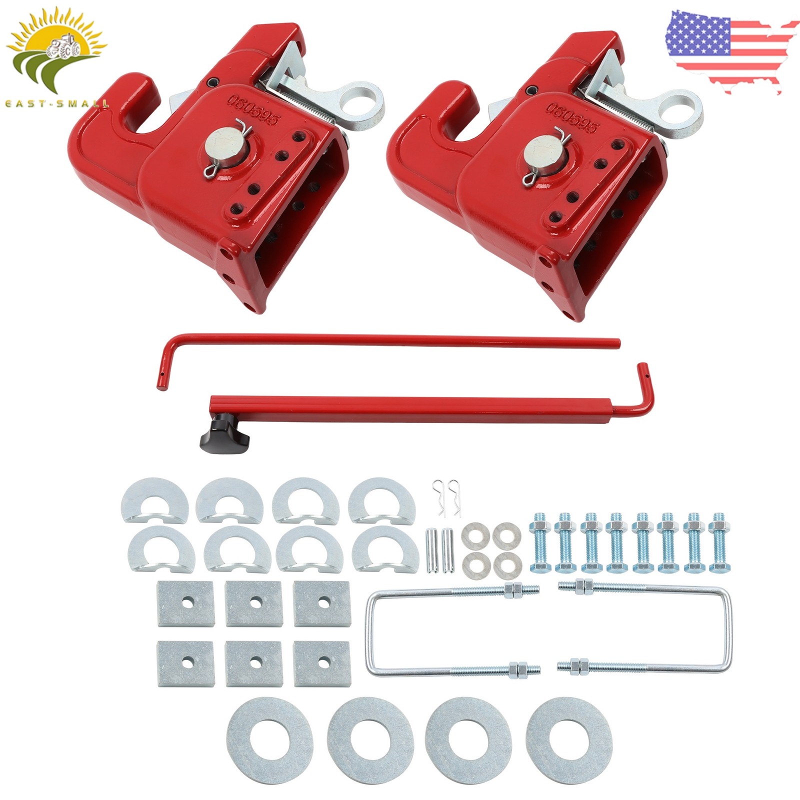 Red Easy Change Quick Hitch Kit with Stabilizer Bar for Category 2 Tractors