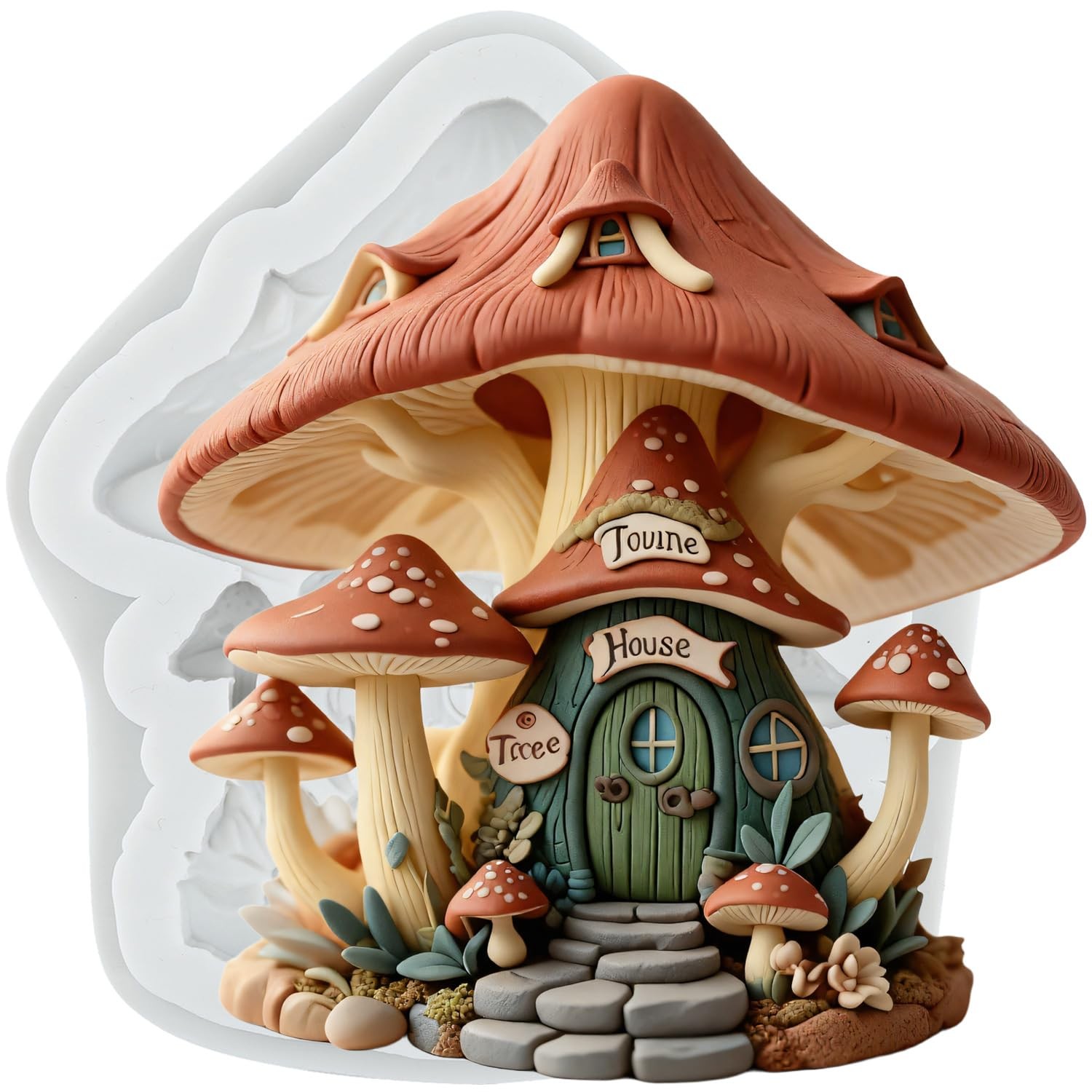XCYRFMS Mushroom House Polymer Clay Molds Fairy Garden Home Silicone Gray