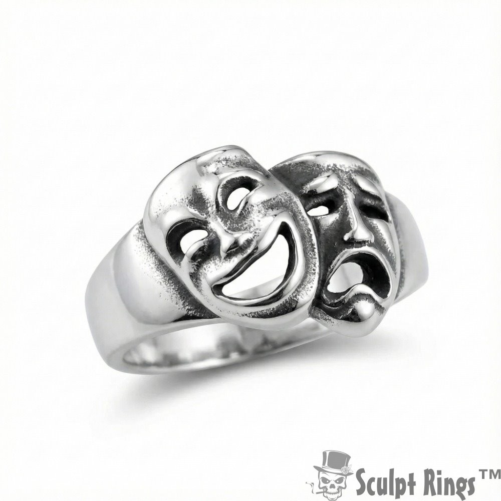 Sculpt Rings™ Comedy and Tragedy Masks Ring | Stainless Steel | Streetwear