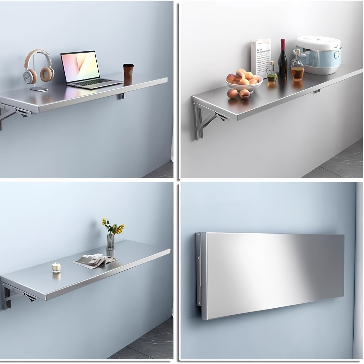 Wall Mounted Folding Table 20"x10" - 1 Pack Or 2 Pack | Space Saving Drop Leaf