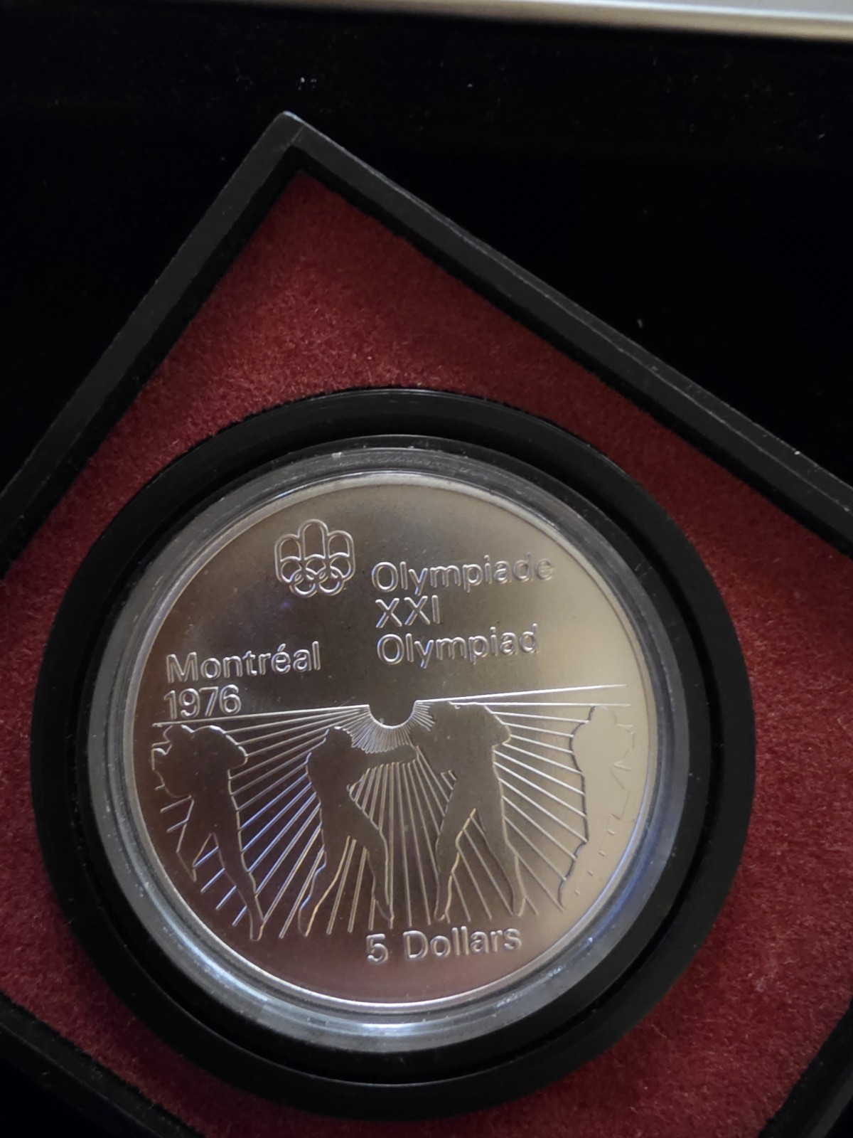 1976 CANADA Elizabeth II Olympics Montreal BOXING Old BU Silver $5 Coin Case