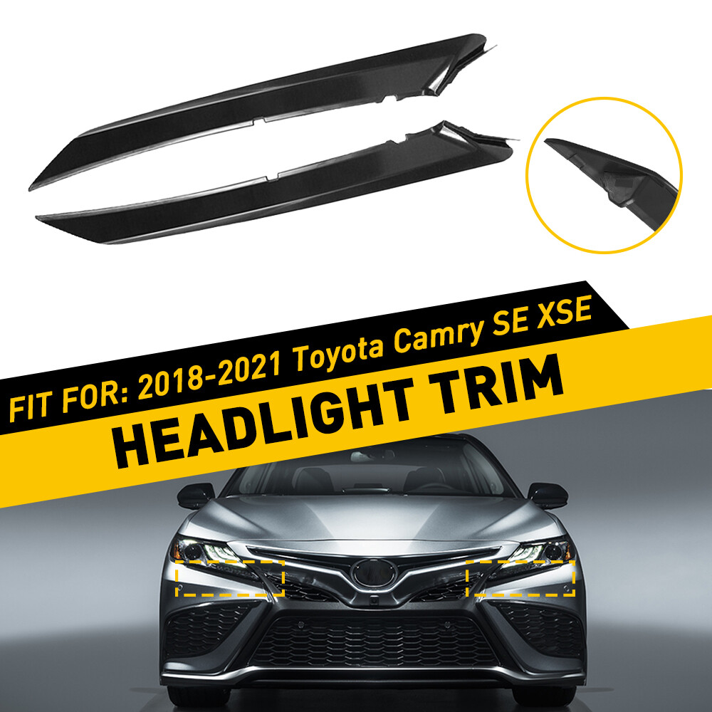 For 2018-2022 Toyota Camry SE XSE Front Headlight Black Eyelid Molding Trim Pair