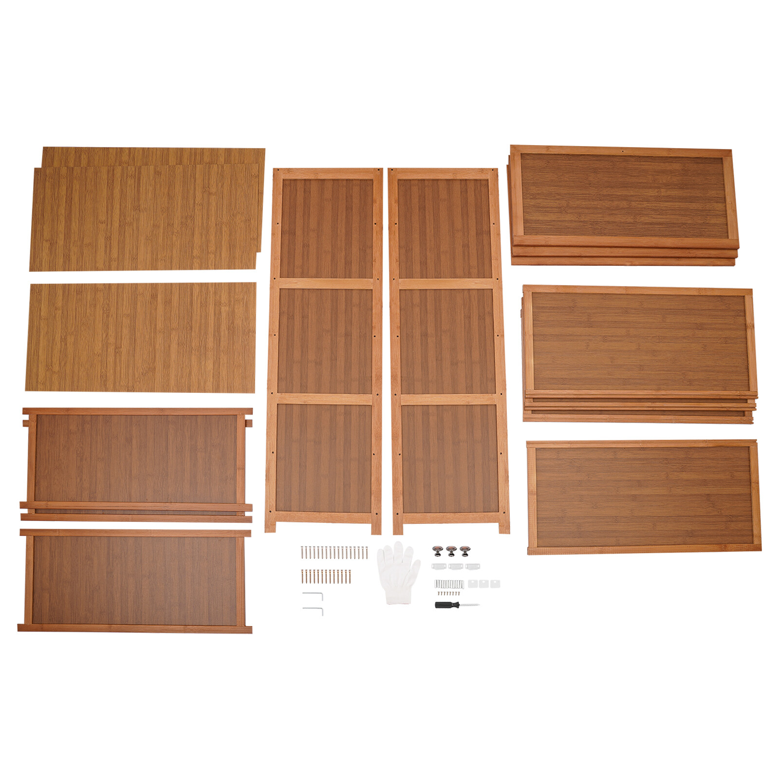 32" Entryway Bamboo 6-Tier Shoe Organizer Storage Cabinet w/ 3 Flip-up Door