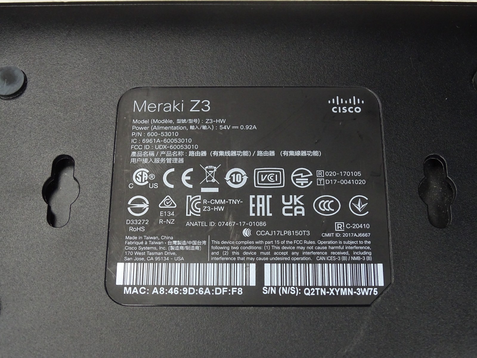 Cisco Meraki Z3-HW Cloud Managed Gateway *Unclaimed*