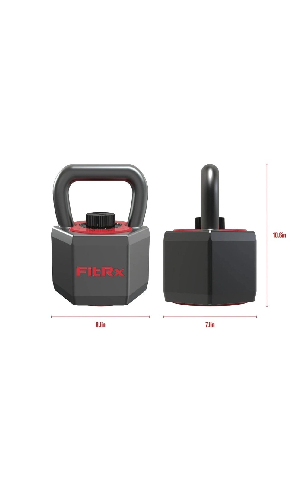 FitRx 25 lbs SmartStack Wide handle Adjustable Kettlebell, 40 lbs, Black