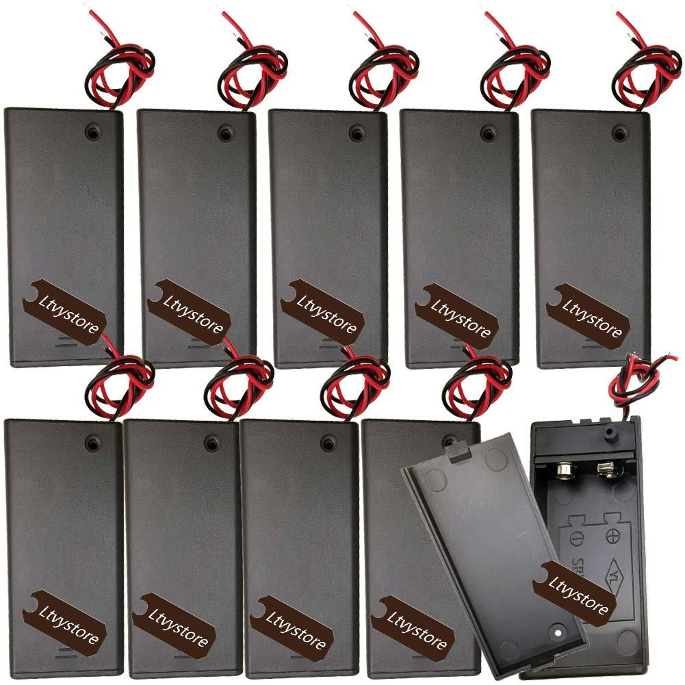 Ltvystore 9V Battery Holder Box Case Black, 10Pcs ABS DIY 9 Volt Battery...