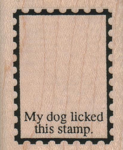 My Dog Licked (Inside) 1 1/2 x 1 3/4" Mounted Rubber Stamp, Dog Stamp, Doggy