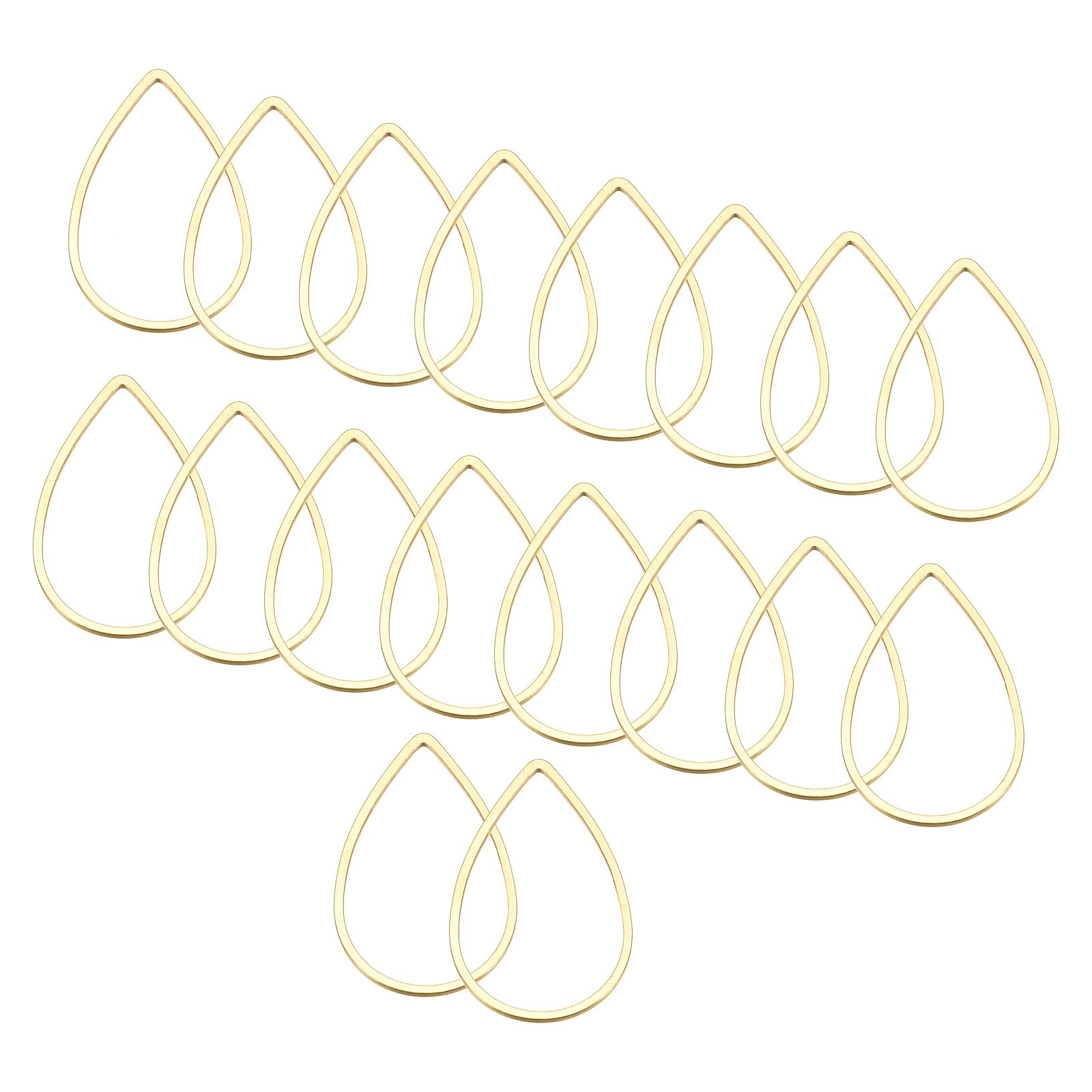 30pcs Earrings Beading Hoop 0.9x0.6" Teardrop Finding Ring Golden