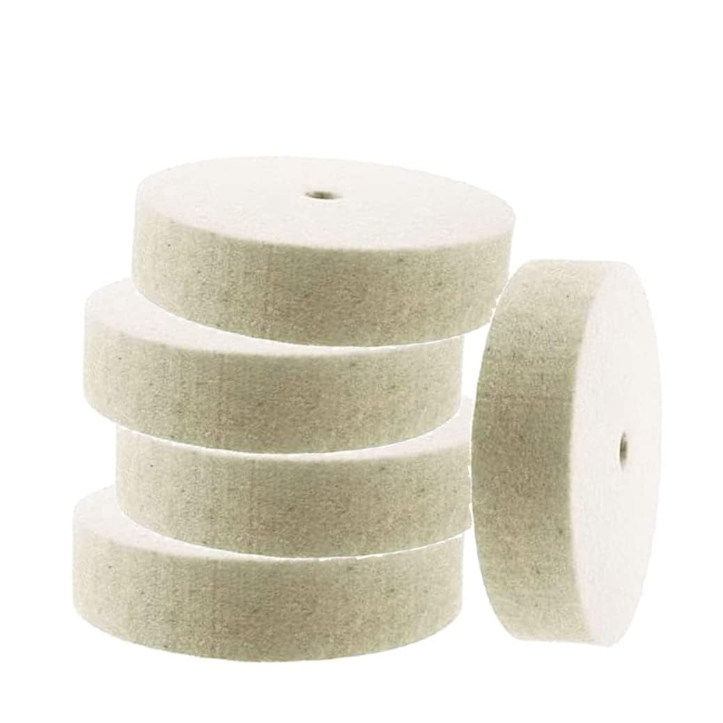 5 Pcs 3'' Compressed Wool Polishing Wheel, 3/8 Inch Arbor Hole Wool Felt Buff...
