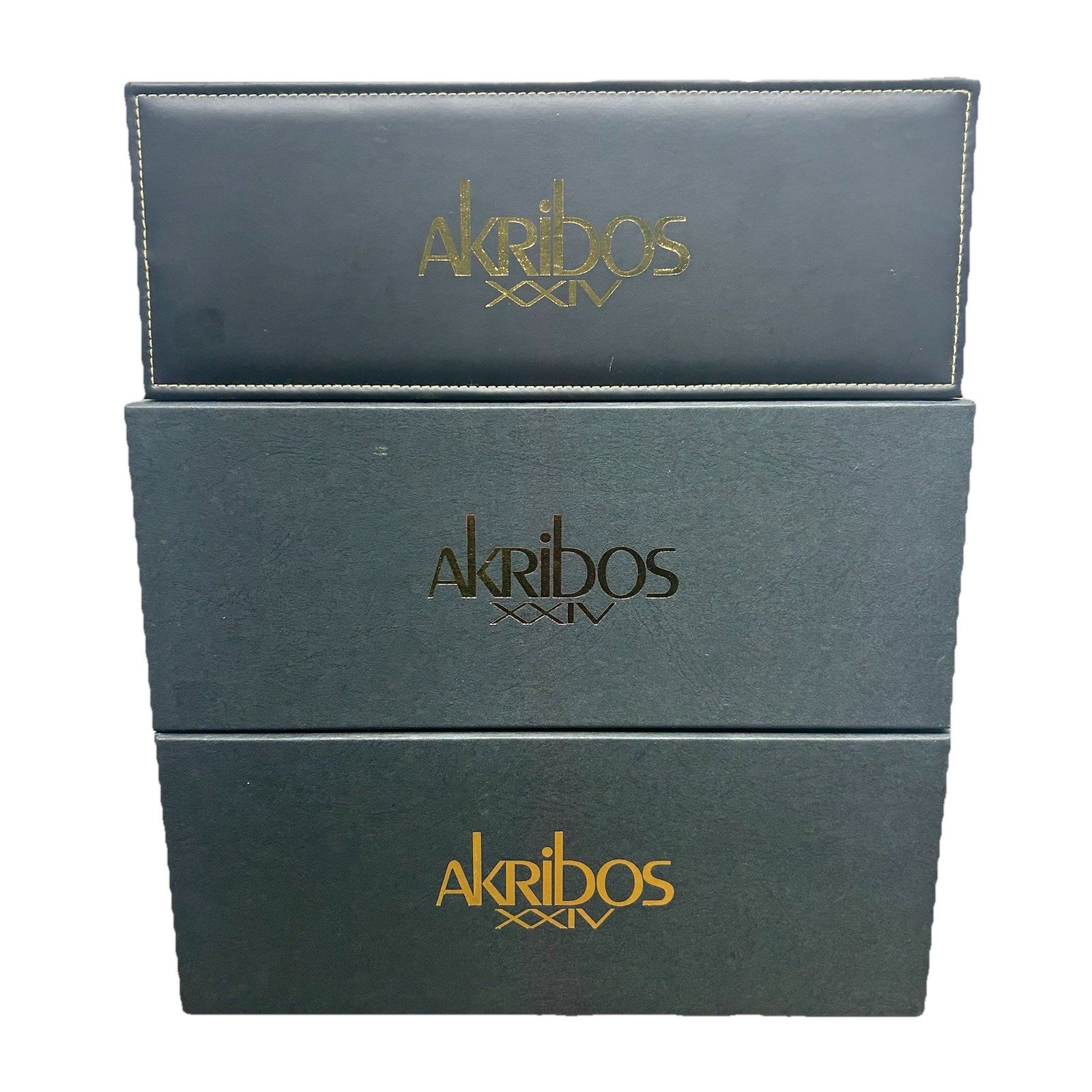 AKRIBOS XXIV Watch Box 12x4.5x3 Black Leather Lot Of 3 EMPTY CASE ONLY