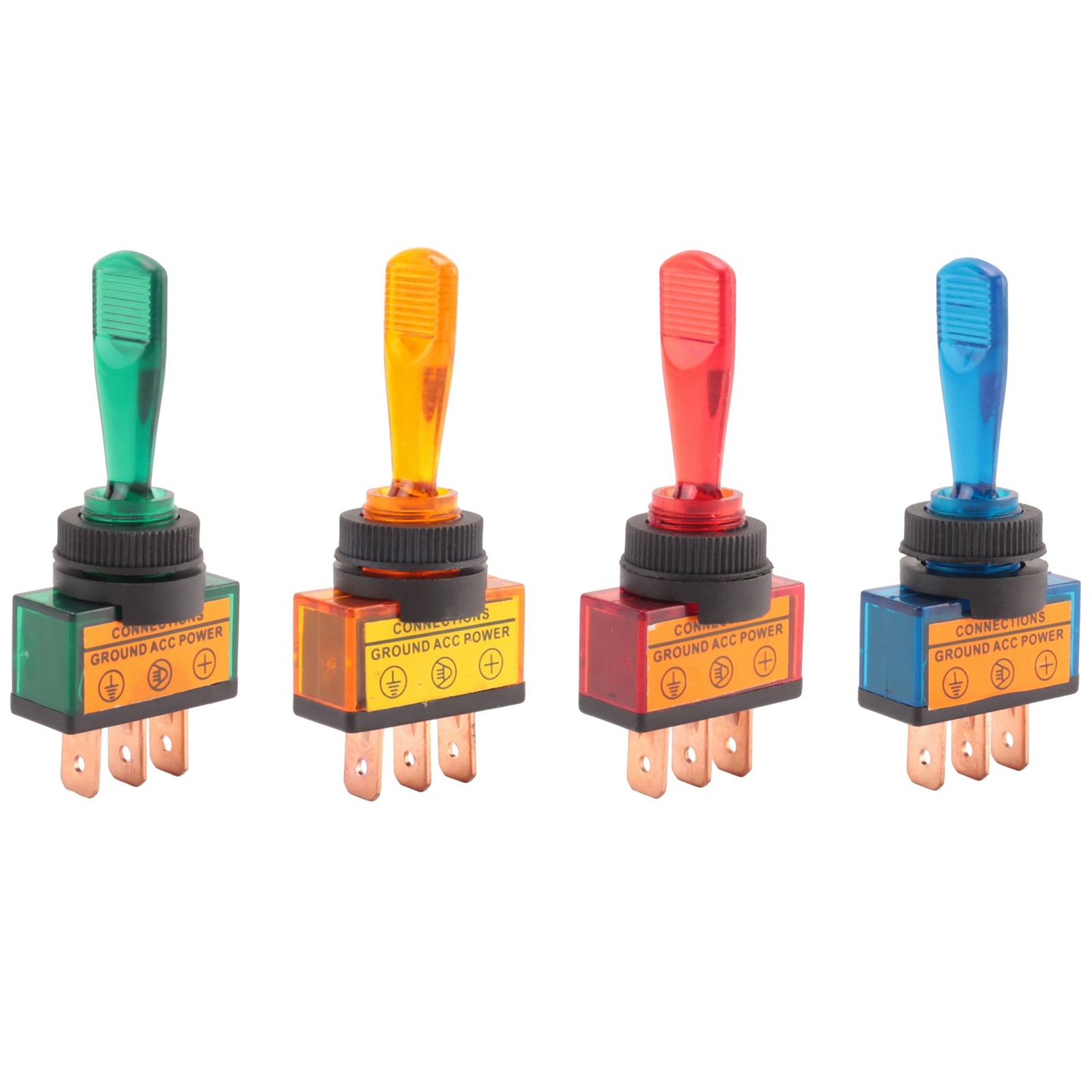 4PC 12V DC 20A LIGHT ILLUMINATED TOGGLE  CONTROL CAR BOAT DASH SPST ON/OFF V4K5