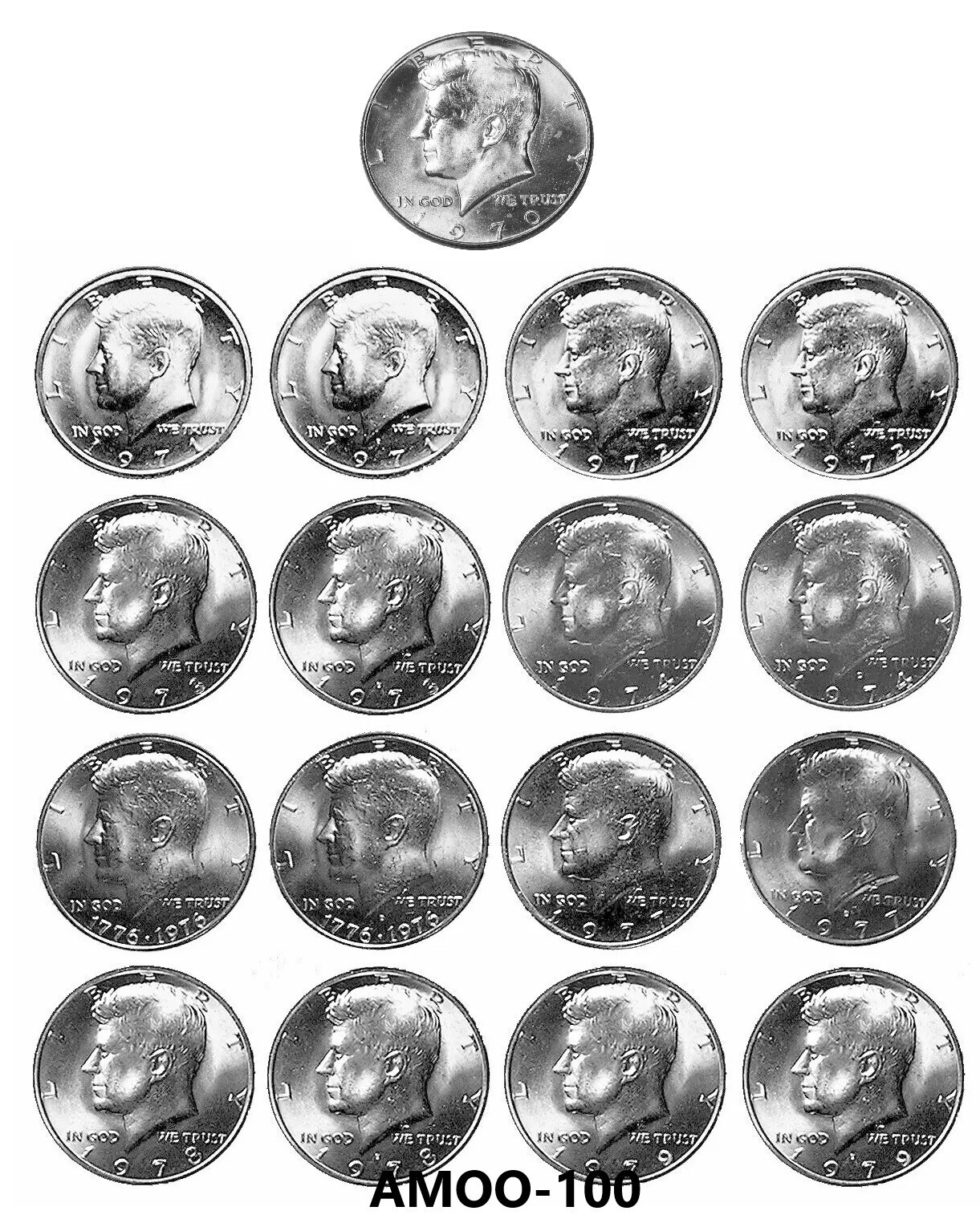 1970 - 1979 P D S - Proof & P and D Kennedy Half Dollars 26 Coin Set