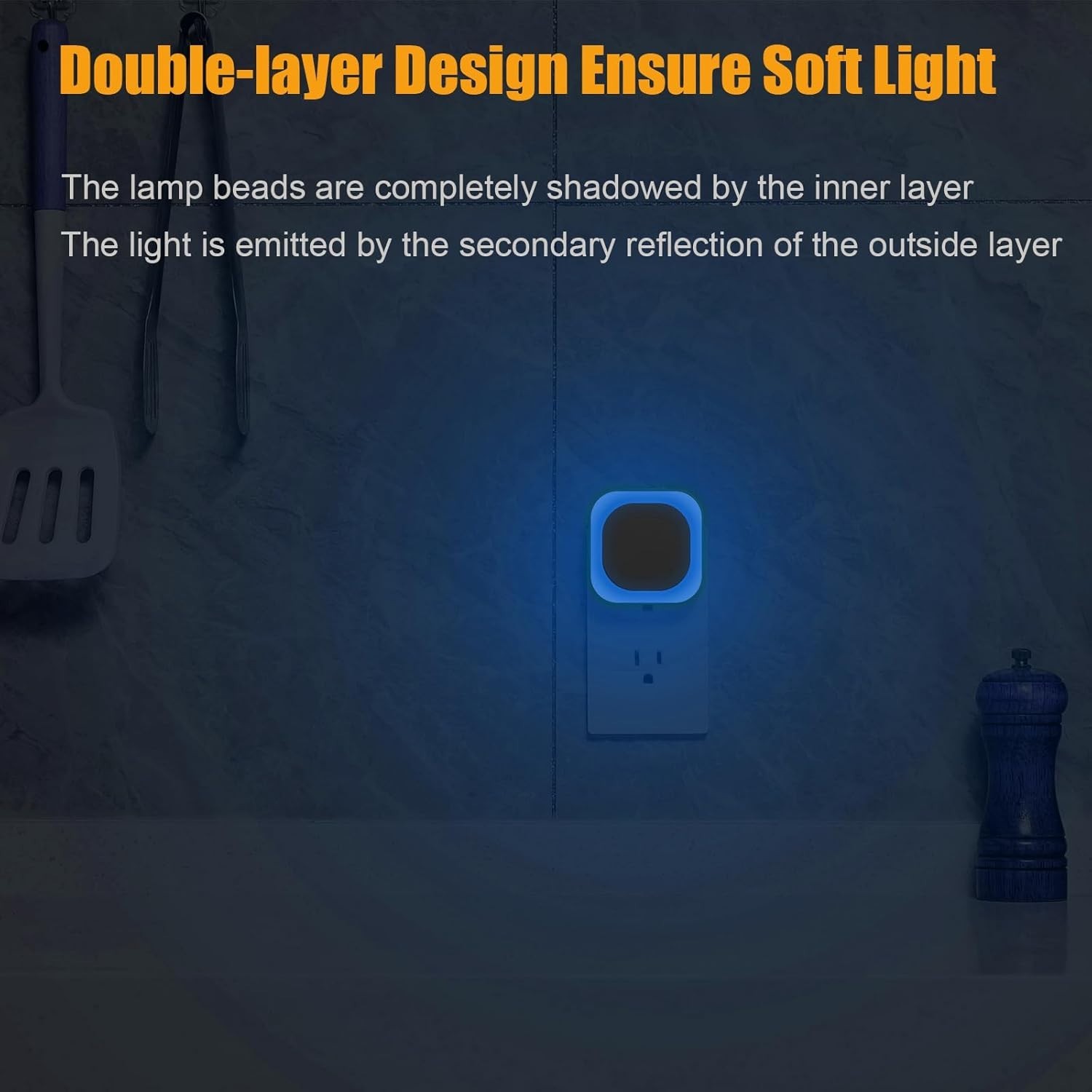 2 Pack Azure Night Light, Crisp Modern Glow with Dimmable,
