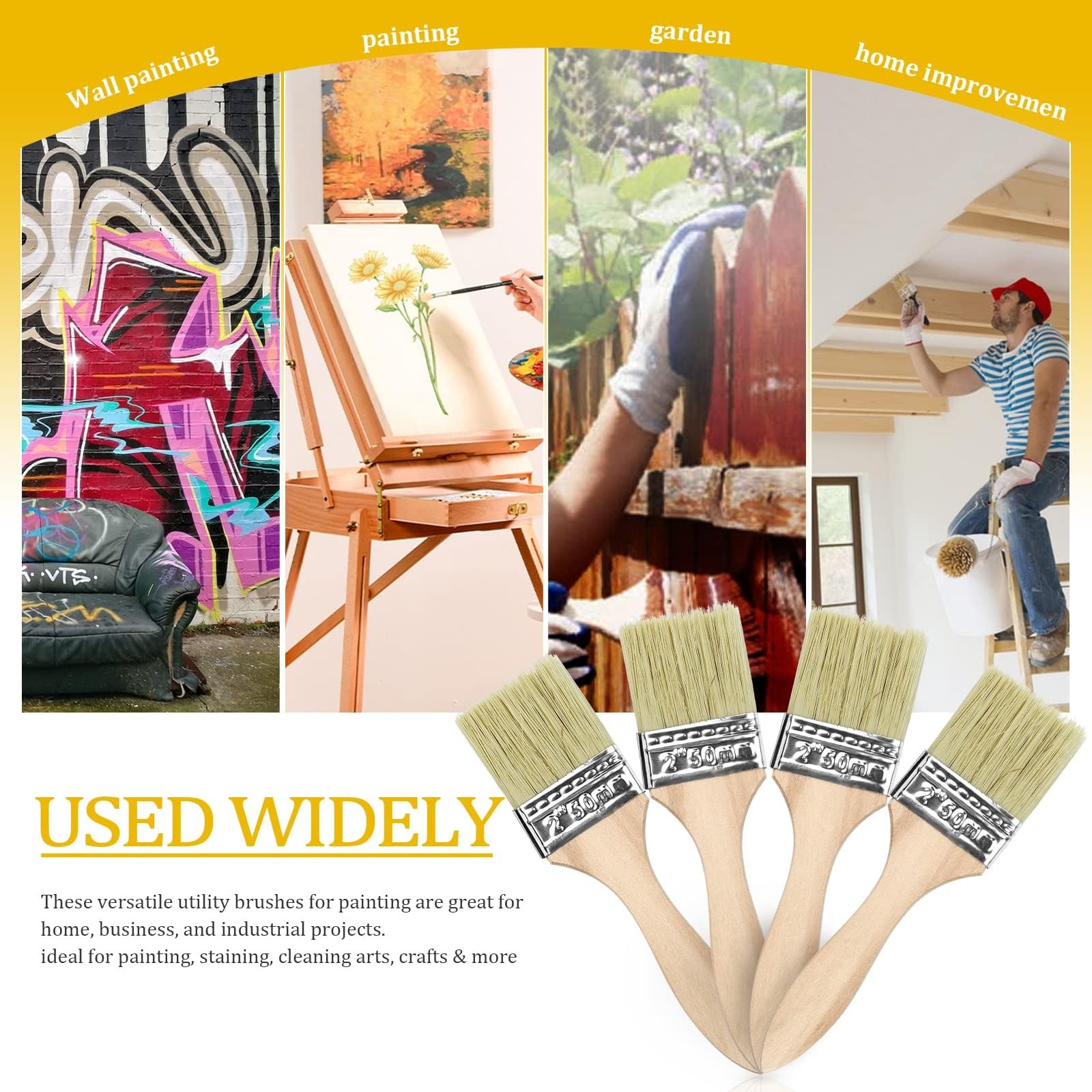 UPlama 48 Pack 2 Inch Paint Brushes, All-Purpose Chip Brush Set for Painting,...