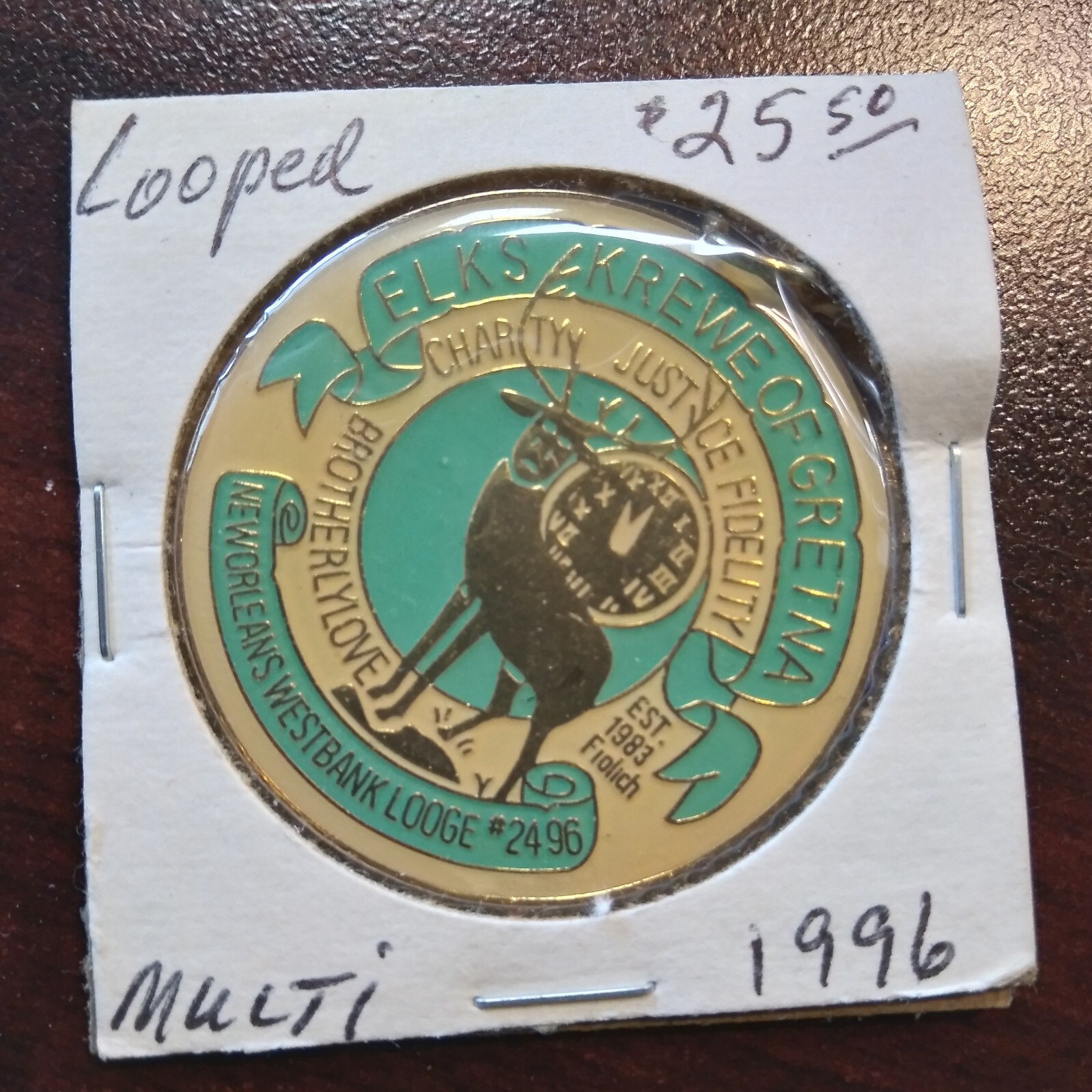 1996 Elks Gretna Looped Multi-Color Doubloon