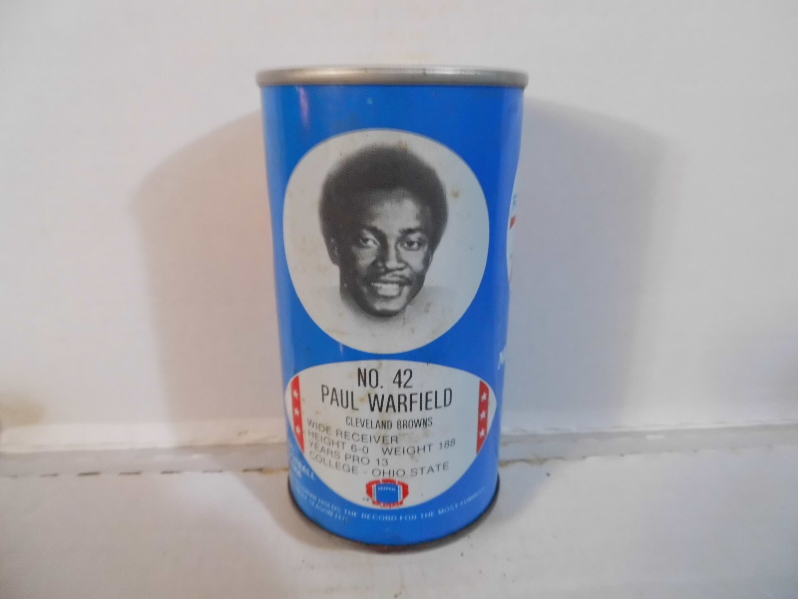ROYAL CROWN RC COLA NFL CLEVELAND BROWNS PAUL WARFIELD SODA CAN~#42