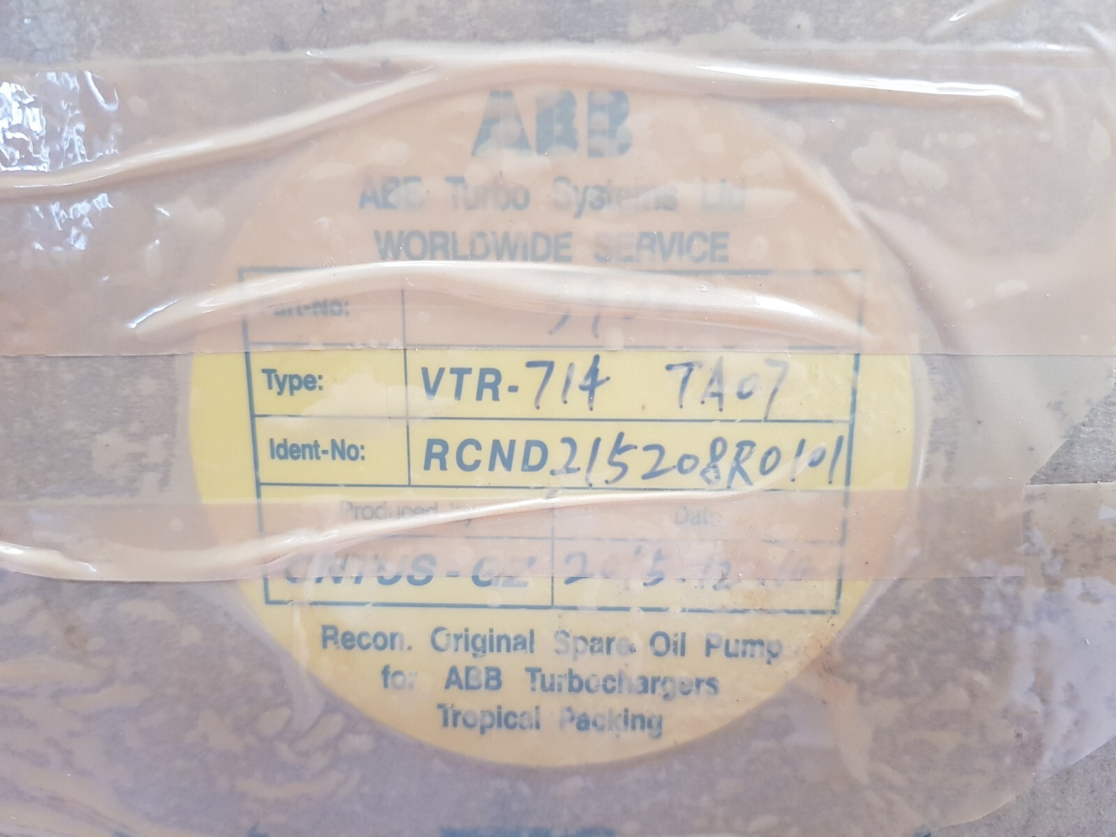 ABB VTR-714 TA07 Turbo Pump H8