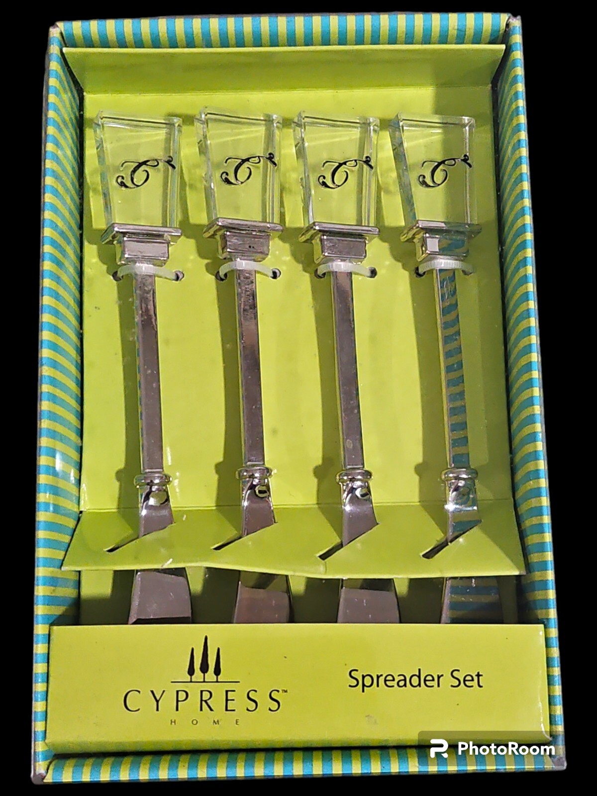 Cypress Home Monogram "C"  Spreader Set 4 Pieces NIB Cocktail Home Kitchen
