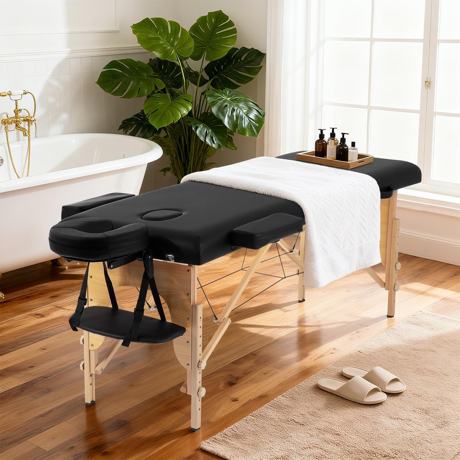 Effortless Setup: 24" Portable Massage Table with Luxurious Design Features
