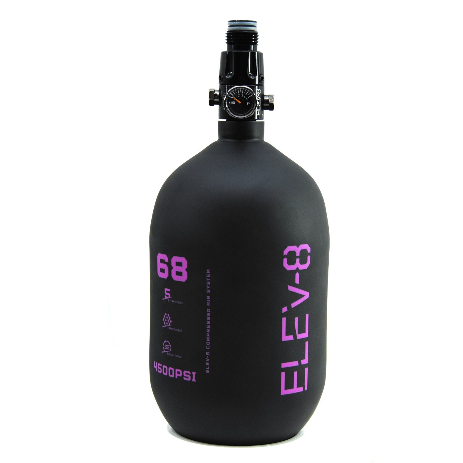 ELEV-8 Products 68ci/4500psi Paintball Carbon Fiber HPA Tank Matte Black/Purple