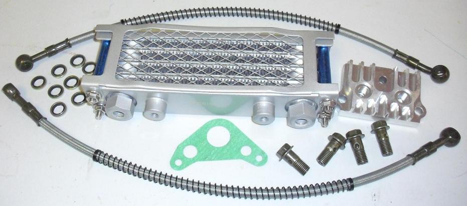 1EA NEW TRX90 CRF50 70 OIL COOLER STAINLESS LINES BANJO ENDS BILLET PLATE(S1160)