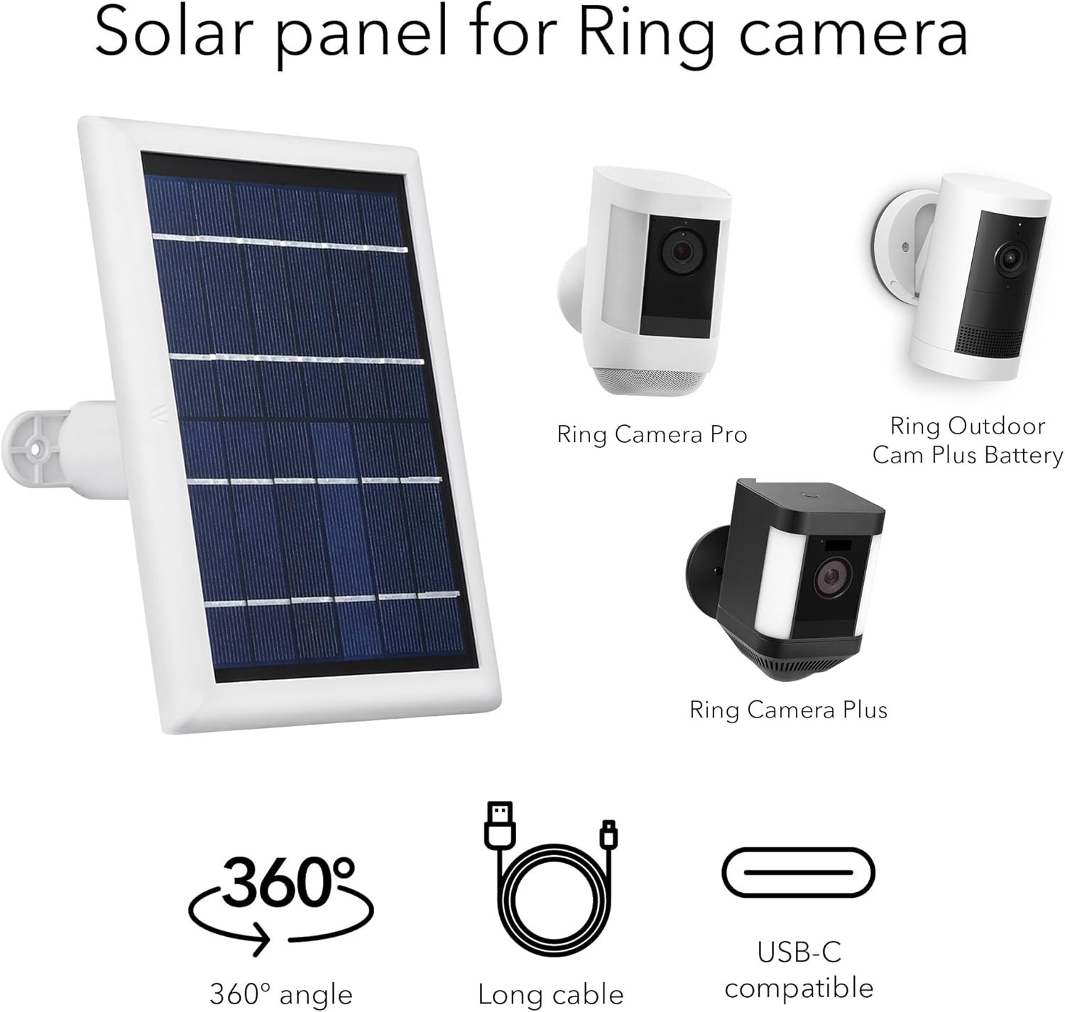 Ring Spotlight Cam Solar Panel Charger - 3 Pack
