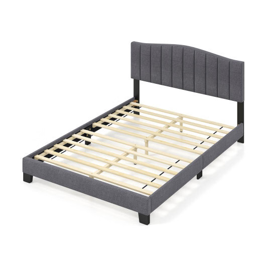 Modern Upholstered Bed Frame with Adjustable Vertical Channel Tufted Headboard-Q