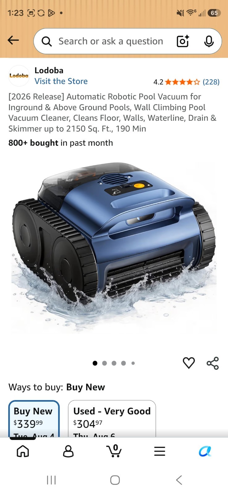 Lodoba SE40 Cordless Robotic Pool Cleaner Wall Climbing Blue/Black