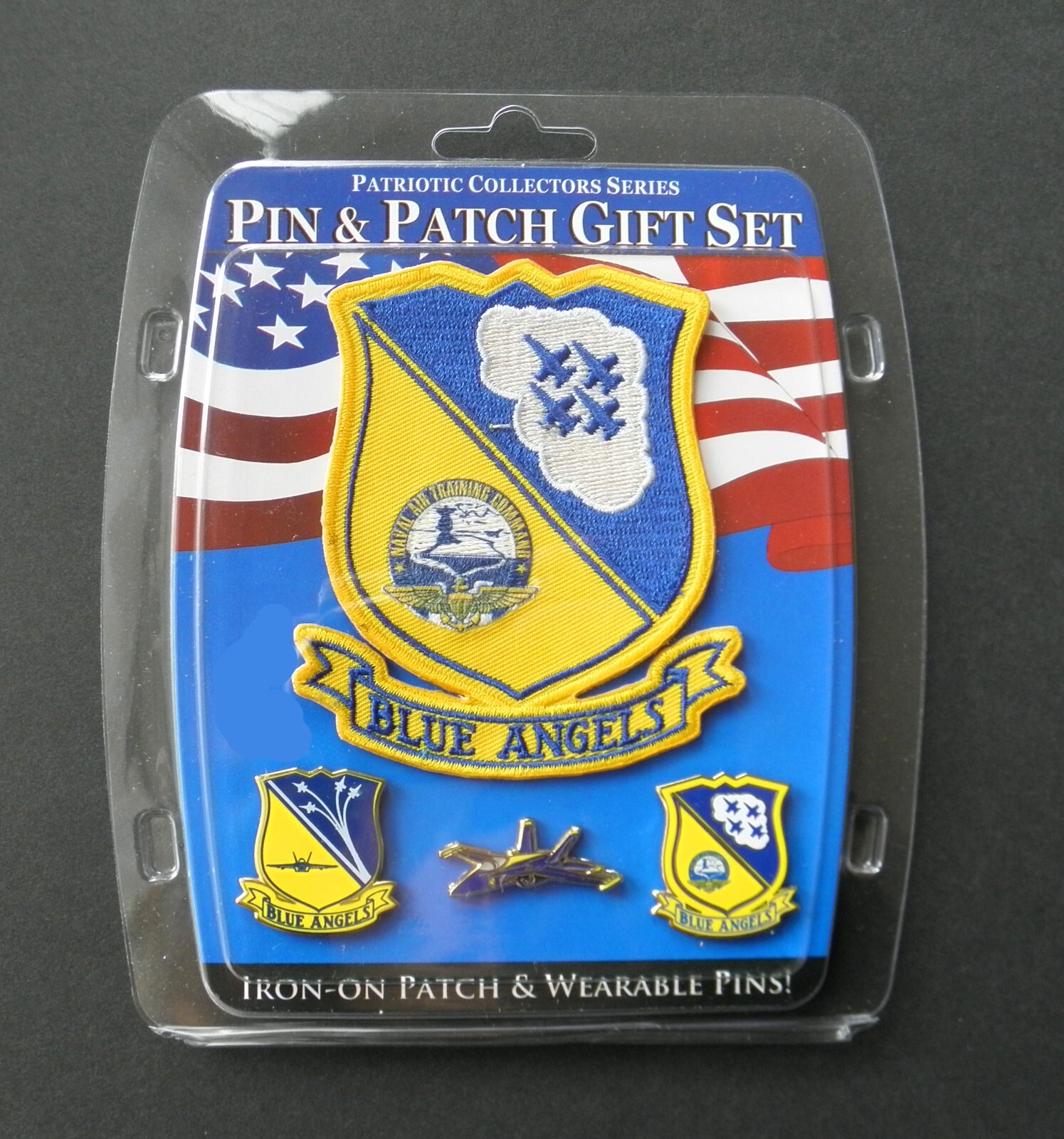 BLUE ANGELS US NAVY USN USA 3 PIN EMBROIDERED 1 PATCH GIFT SET LAPEL PIN BADGE