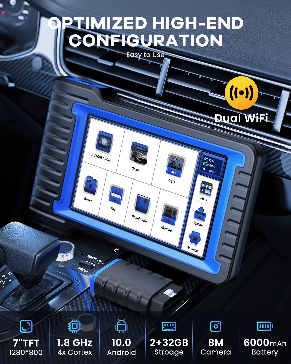 MUCAR VO7 OBD2 Scanner Bidirectional Car Diagnostic Tool All System ECU Coding