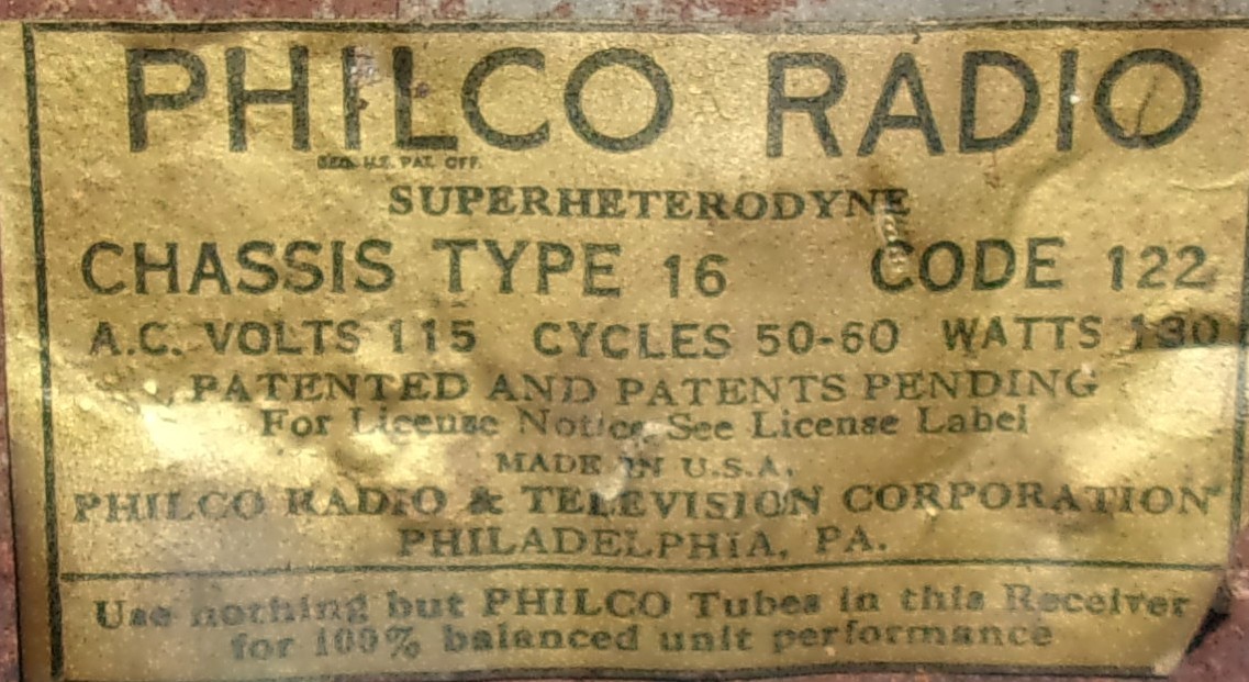 Philco Model 16 Selector Switch Bandswitch (1934)