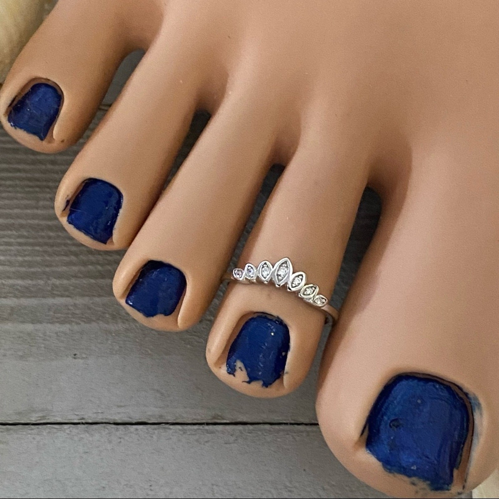 Sterling Silver CZ Toe Ring Midi Ring