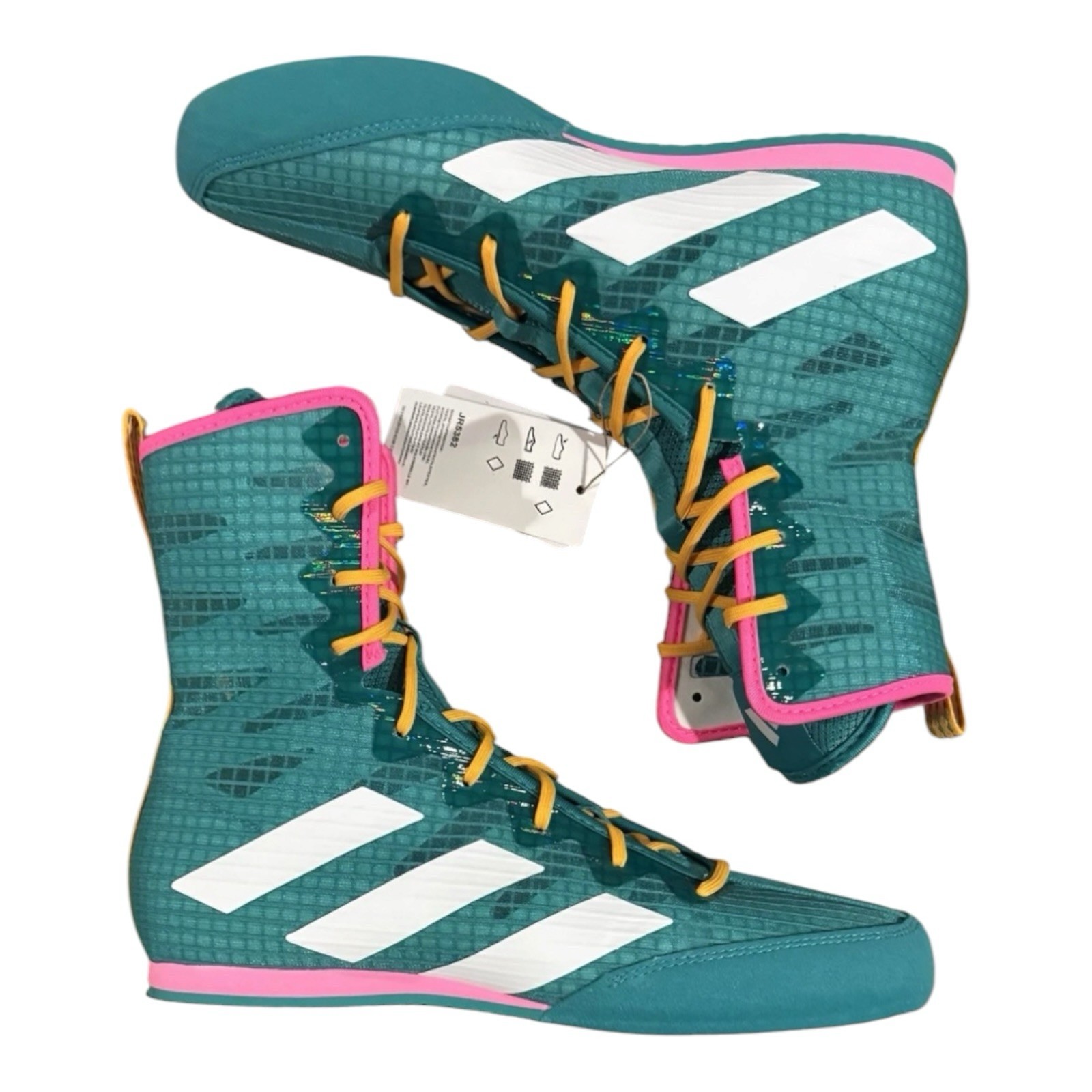 Adidas Box Hog 4 Boxing Shoes Green Pink Yellow Men’s 12.5 High Top New JR5382