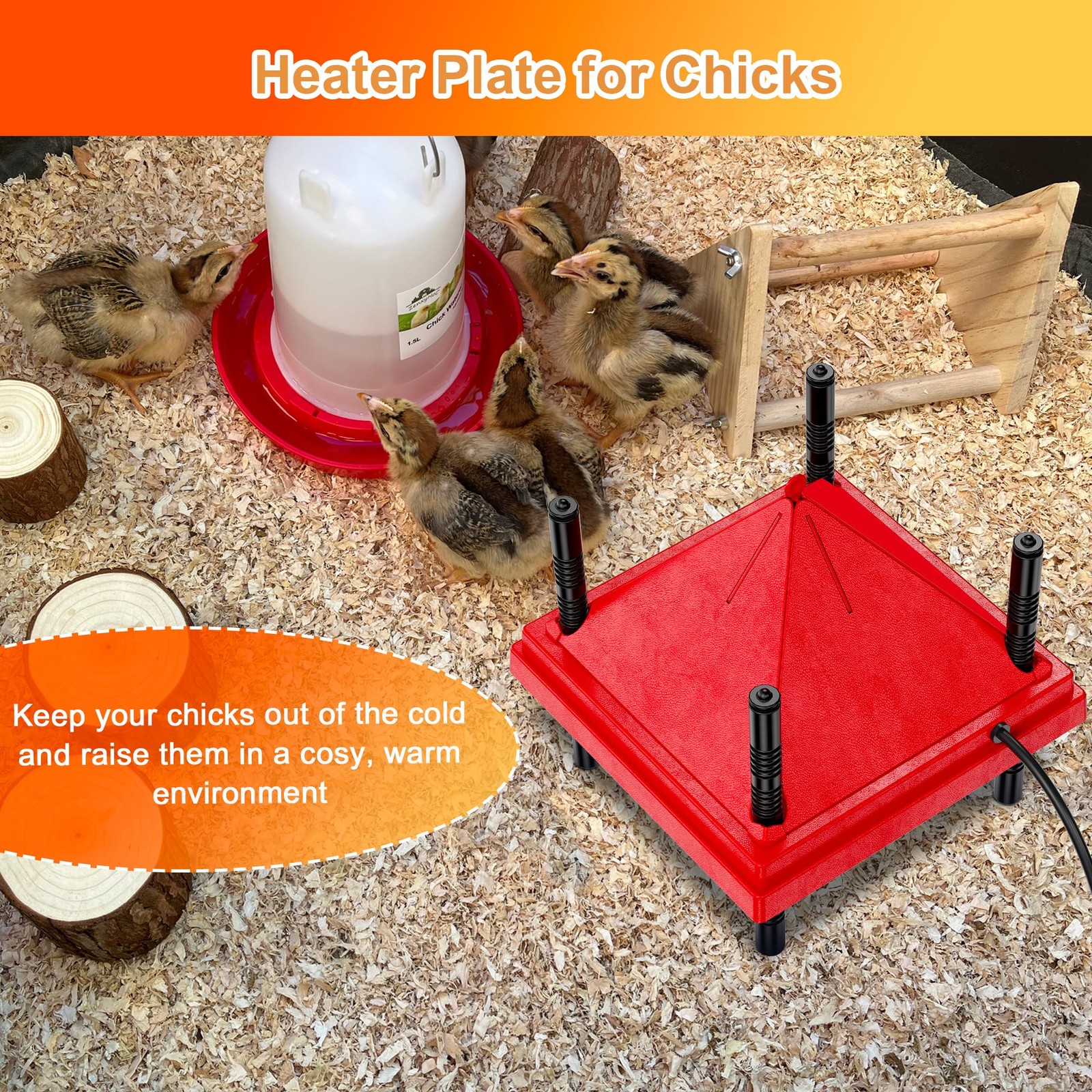 Brooder Plate for Chicks with Anti-Roost Cone, Chick Brooder Heater Red 10" x...