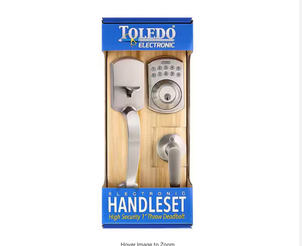 Toledo Electronic Door Handleset With Keypad In Satin Nickel V160E CO/CA US15