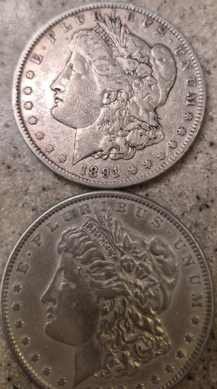 1890 & 1891 Morgan Silver Dollar US Coin