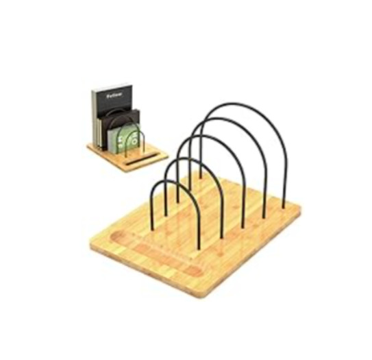 LEMIKKLE Bamboo Desk Organizer For Books, Folders, Crafts, New In Box
