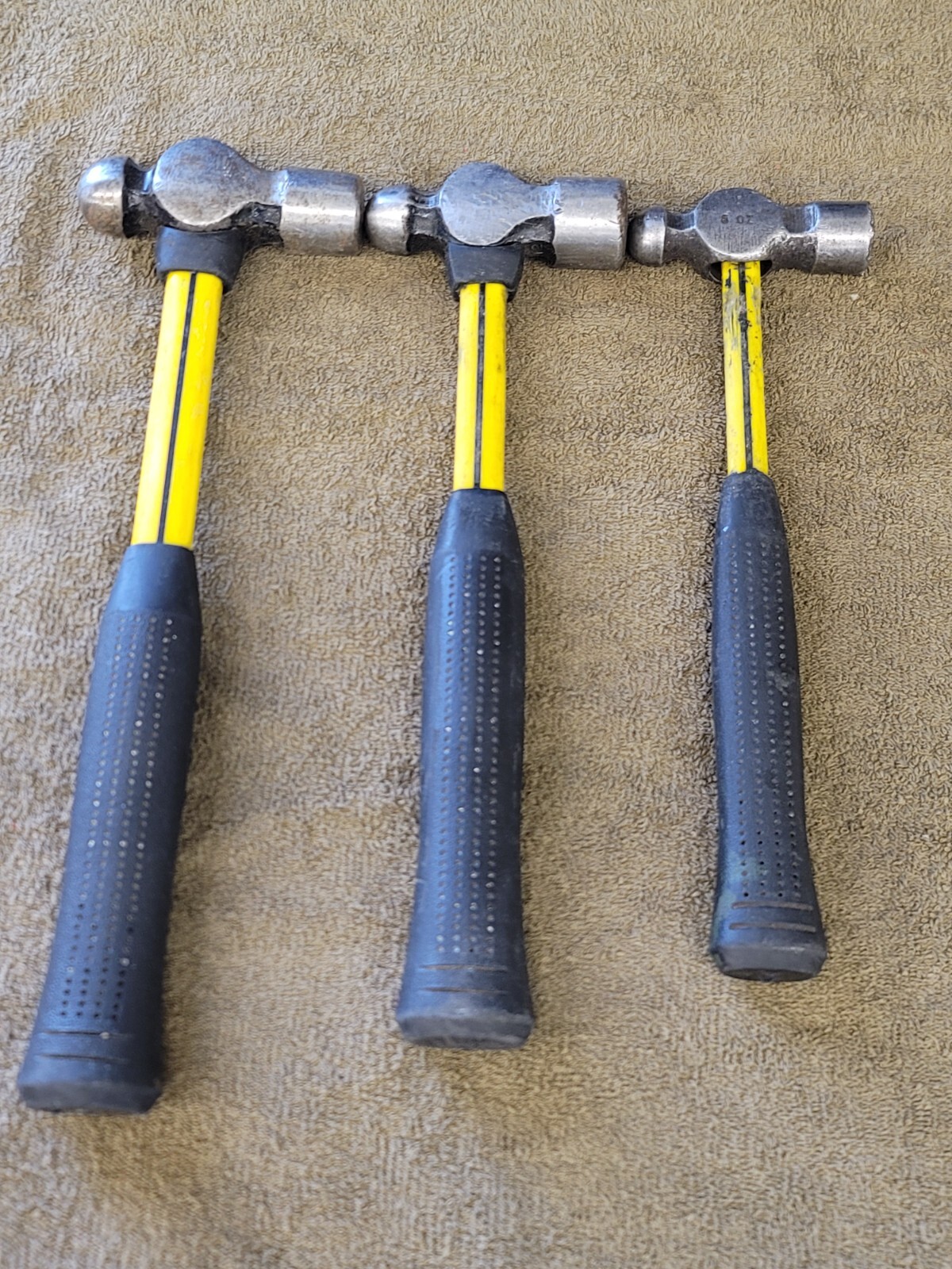 3 Nupla Ball Peen Pein Hammer 8/12/16 oz Fiberglass Handle USA