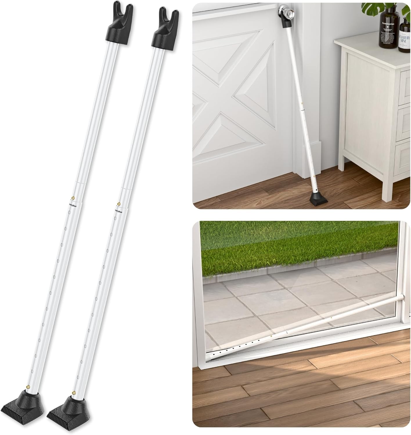 3-in-1 Door Security Bar - Adjustable Iron Lock Bar 2-Pack