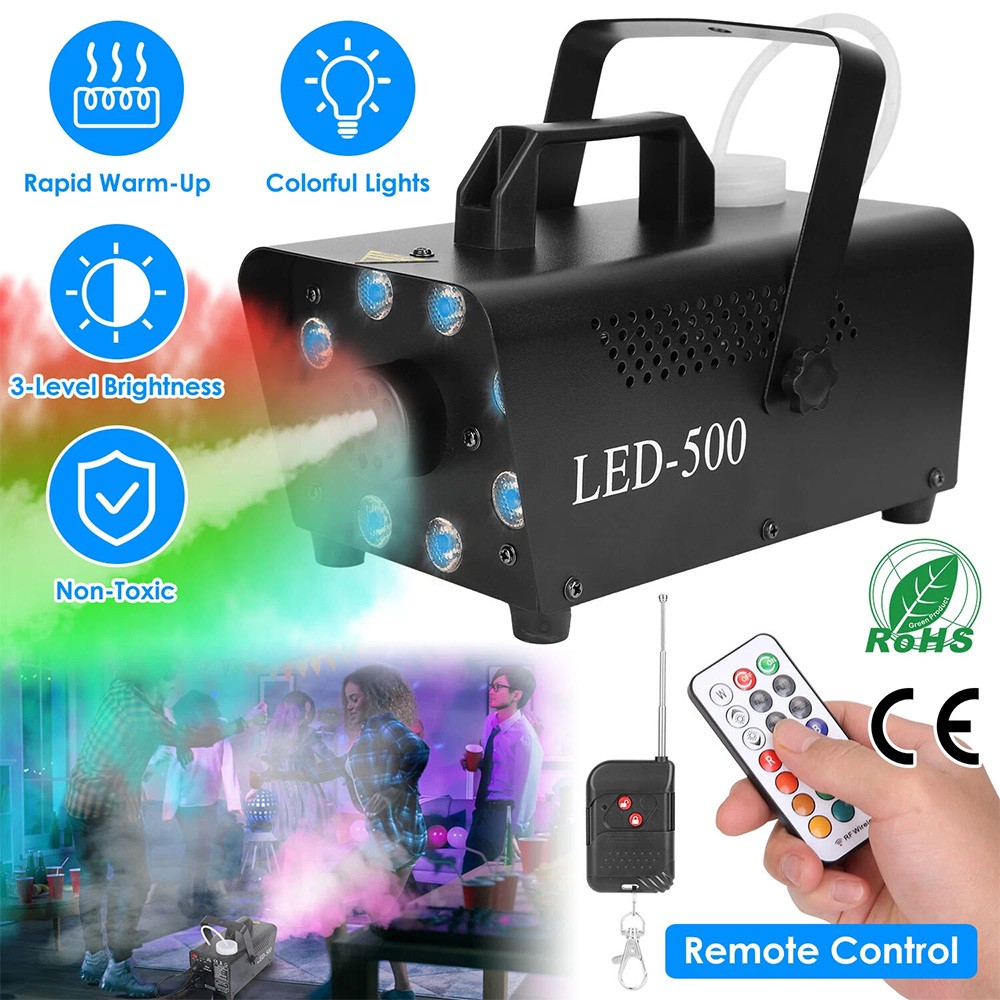 500W LED Smoke Fog Machine RGB Color Stage Fogger Effect Halloween Disco Club US