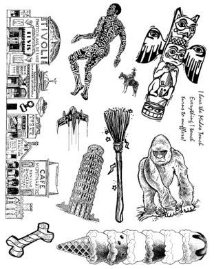 Unmounted Rubber Stamp Plate, Unmounted/Uncut Pink Rubber Stamps