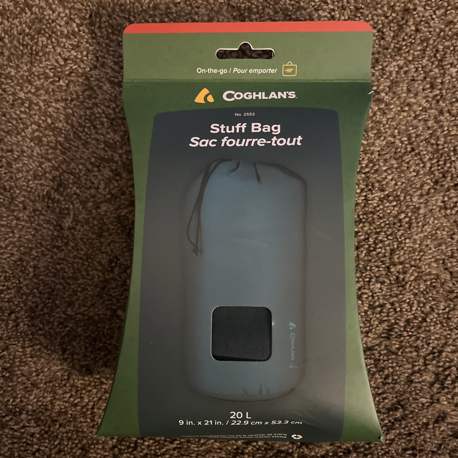 Coghlan’s Stuff Bag 20 L, Green. Waterproof. Drawstring Closure. 22.9cmx 53.3 Cm