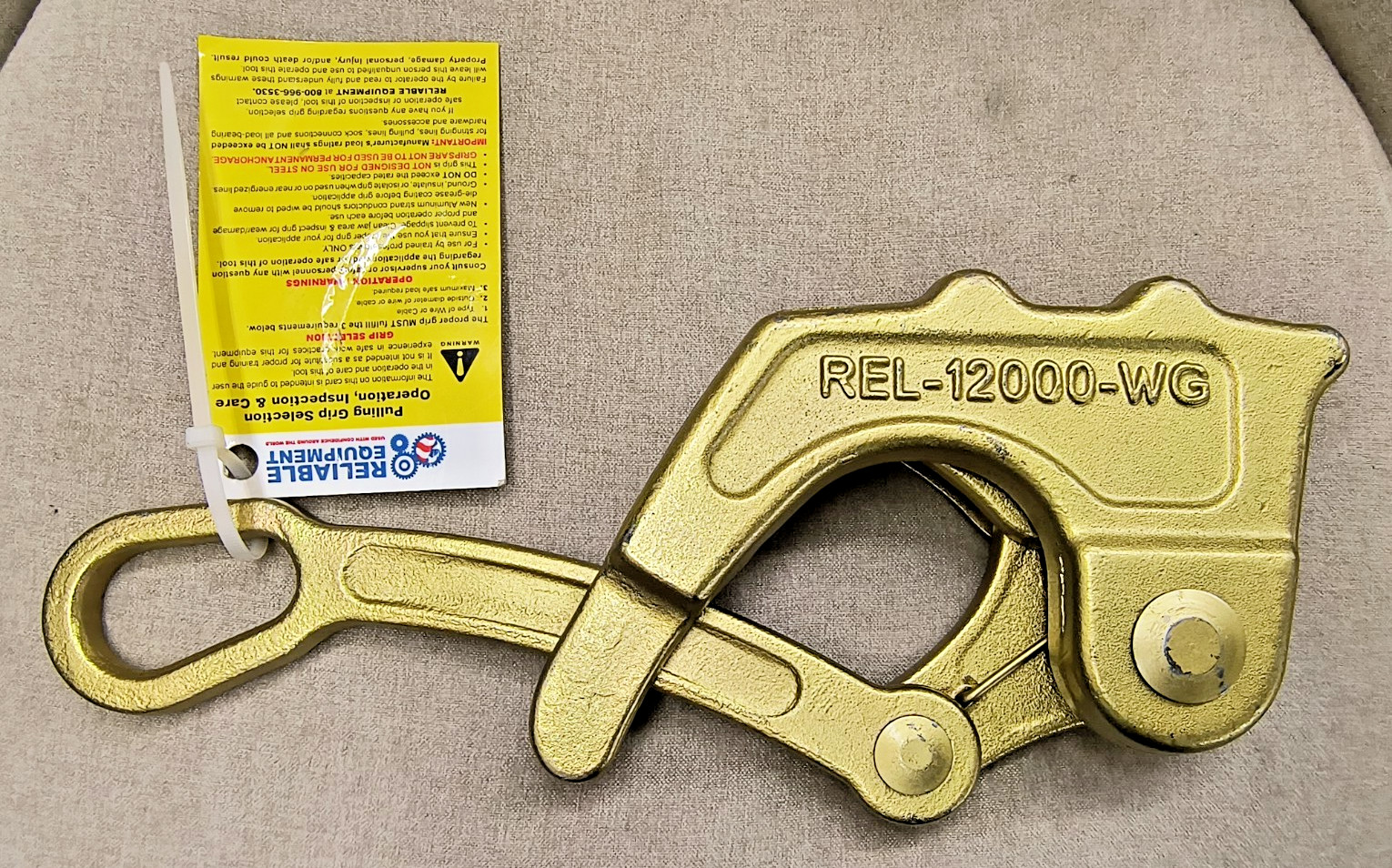 REL-12000-WG Reliable Wire Grip Puller, Capacity 12000Lbs, Grip Range .7 - 1.25”