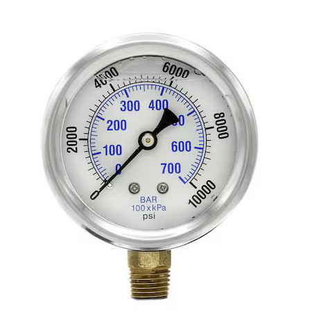 Pic Gauges Pro-201L-254U Industrial Pressure Gauge,  0 To 10, 000 Psi,  2 1/2 In