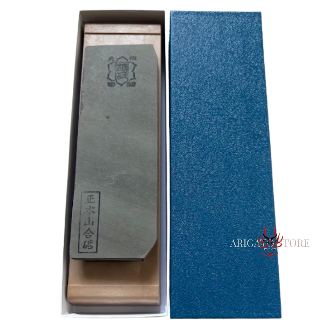 Shohonyama Japanese Natural Whetstone – Kyoto Finishing Stone w/ Box – 6.3"
