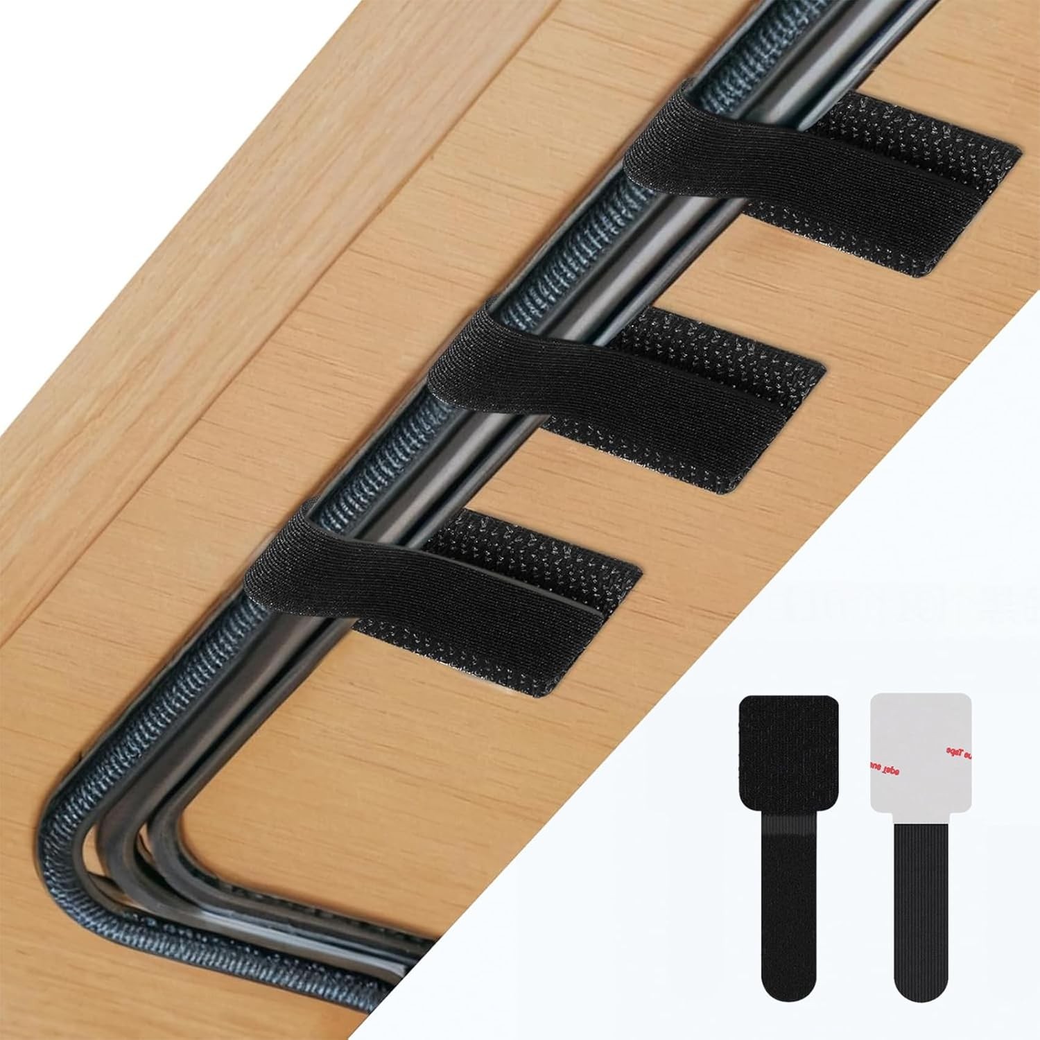 50 PCS Hook and Loop Cable Ties, Under Desk Cable Management Self Adhesive Cable