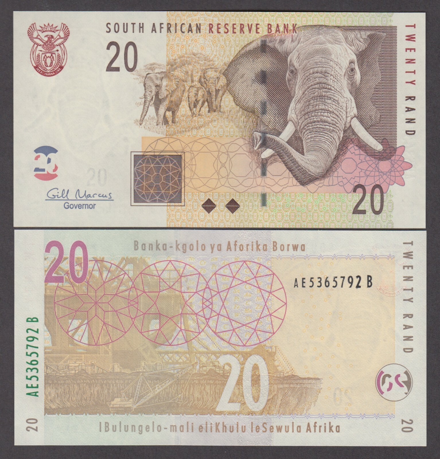 SOUTH AFRICA  P.129b  20 RAND SIG GILL MARCUS UNC WE COMBINE             2401