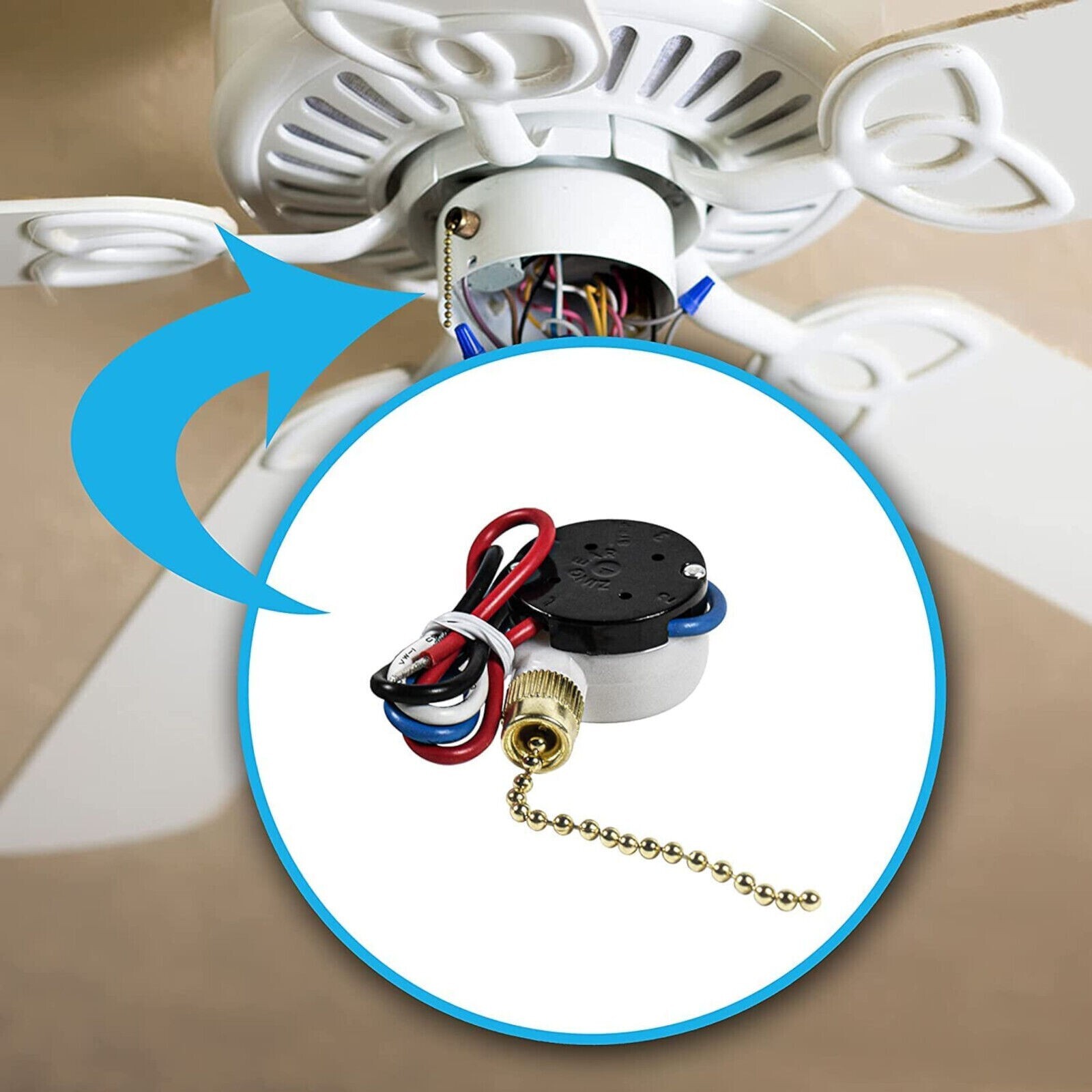 2-Pack Ceiling Fan Switch for Zing Ear ZE-208s E89885 3-Speed 4-Wire Chain Light